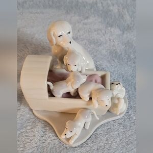Mother Dog and Pups Figurine Puppies to Bed Dogs Small Cute Fun